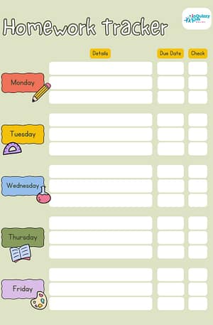 Free Homework Tracker Beige
