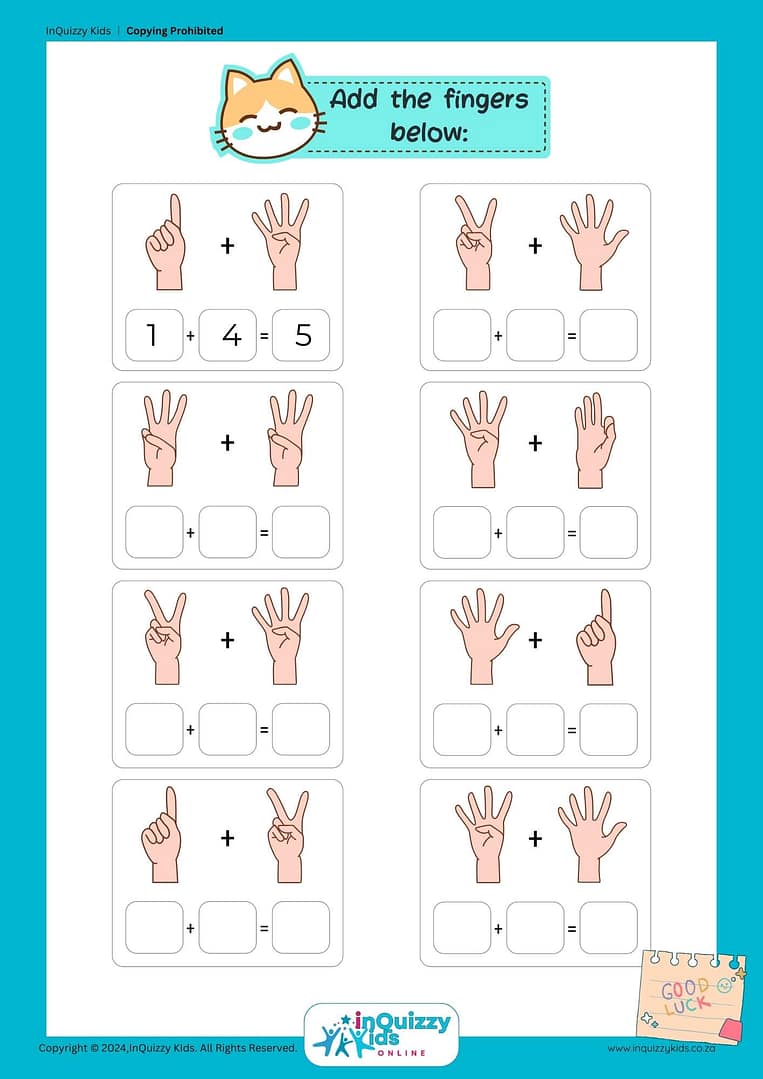 Gr R-1 Addition - Counting Fingers - Image 3